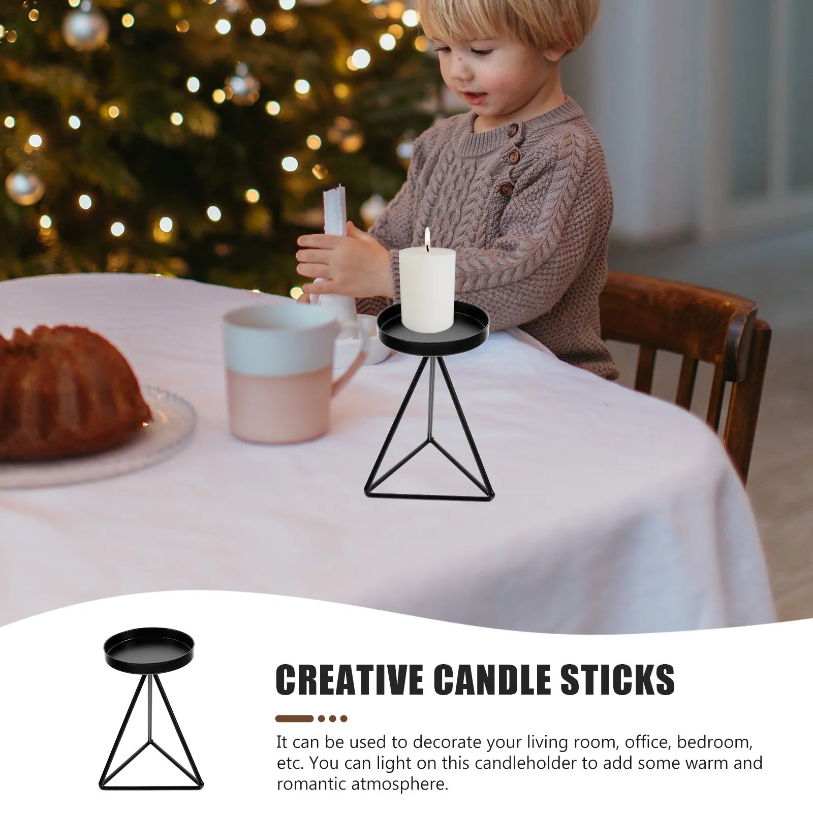 Iron Holder Geometric Hollow Candlestick Home Decorative Desktop