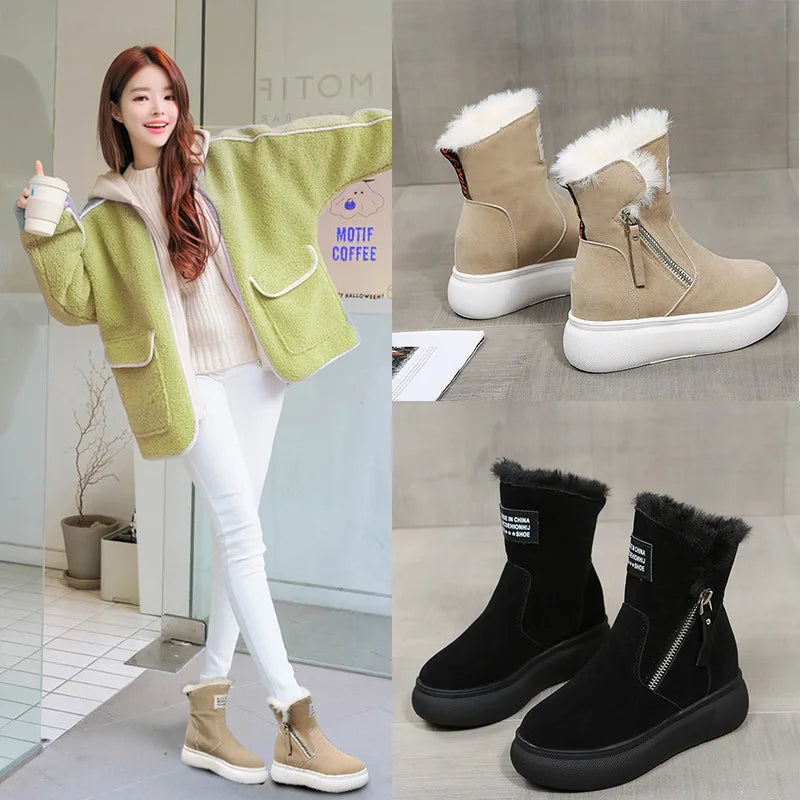 2023 Winter Boots Women Ankle Warm Plush Woman Sneakers Snow Zpaxo