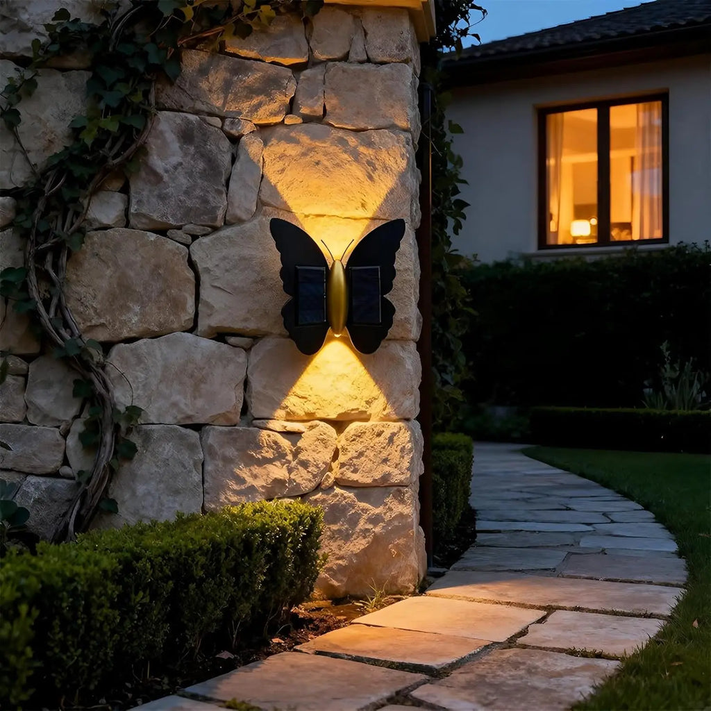 Solar Butterfly Wall Light Outdoor Modern Minimalist Design Stair
