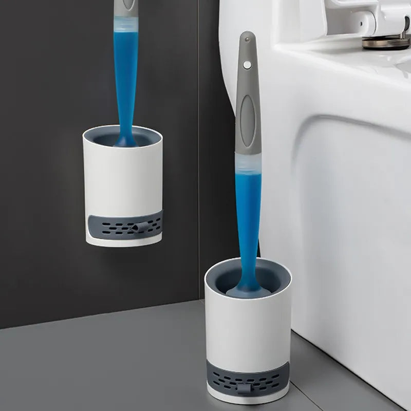 Water Spray Silicone Toilet Brush Detergent Refillable Bowl Cleaner