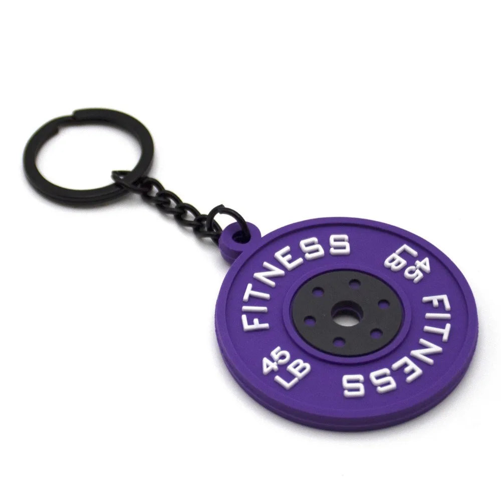 Mini Barbell Plates Key Chain Dumbbell Creative Barbell Plates Keyring Jewelry Simulation Fitness Series Pendant Bodybuilder Zpaxo Purple