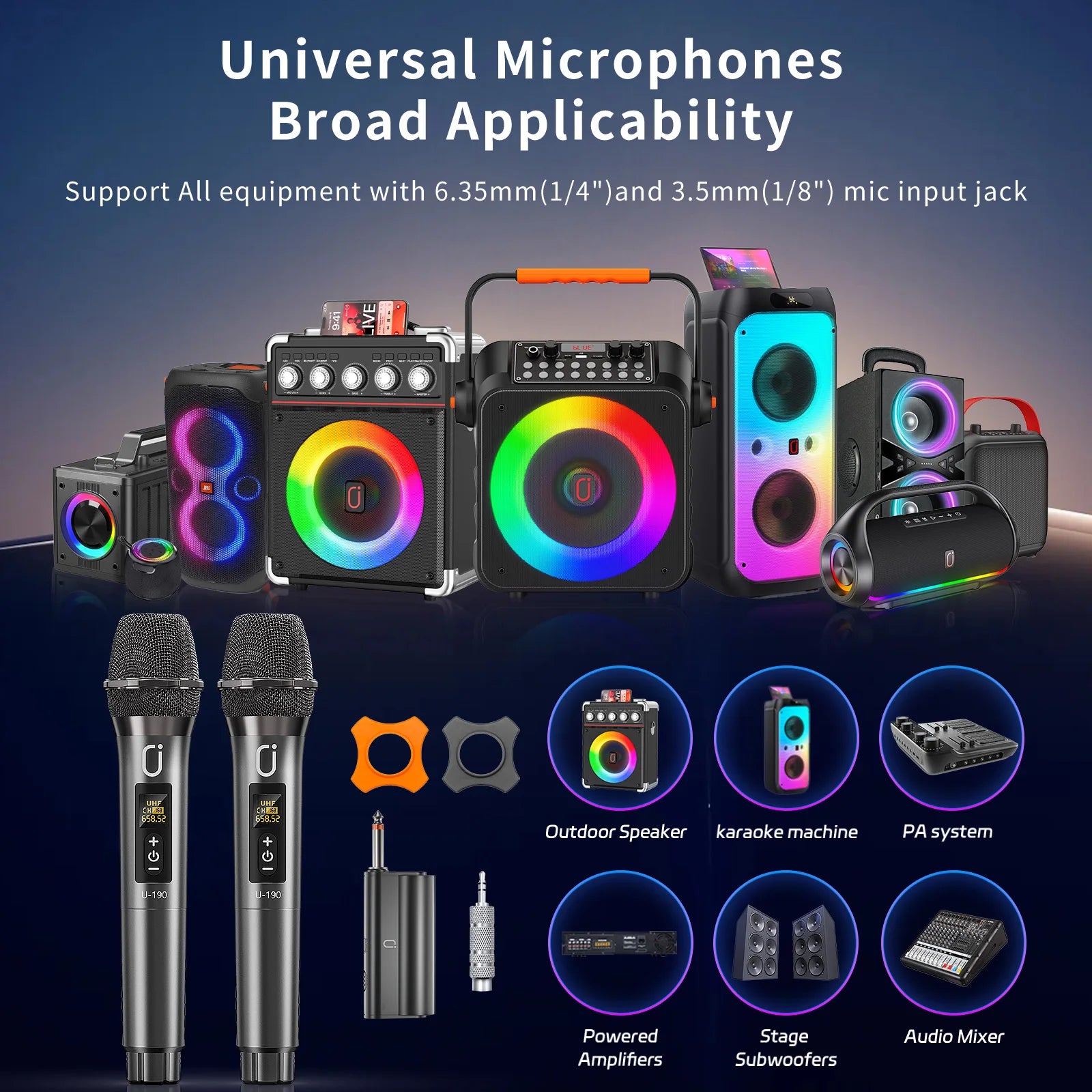 Karaoke Microphone Wireless Mic Universal Professional UHF Dynamic