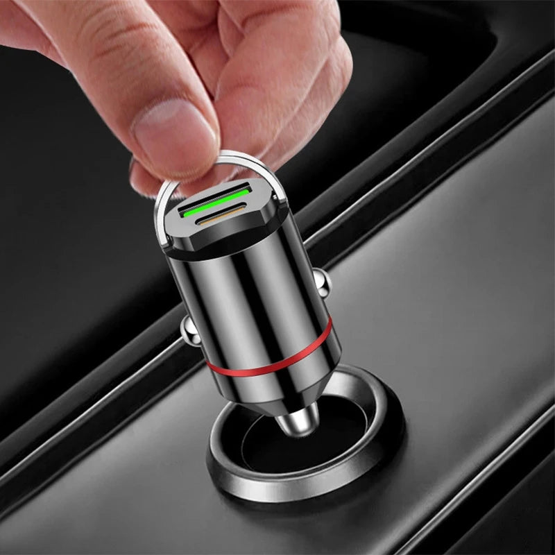 100W Mini Dual Ports USB Car Charger Lighter Fast Charging Phone