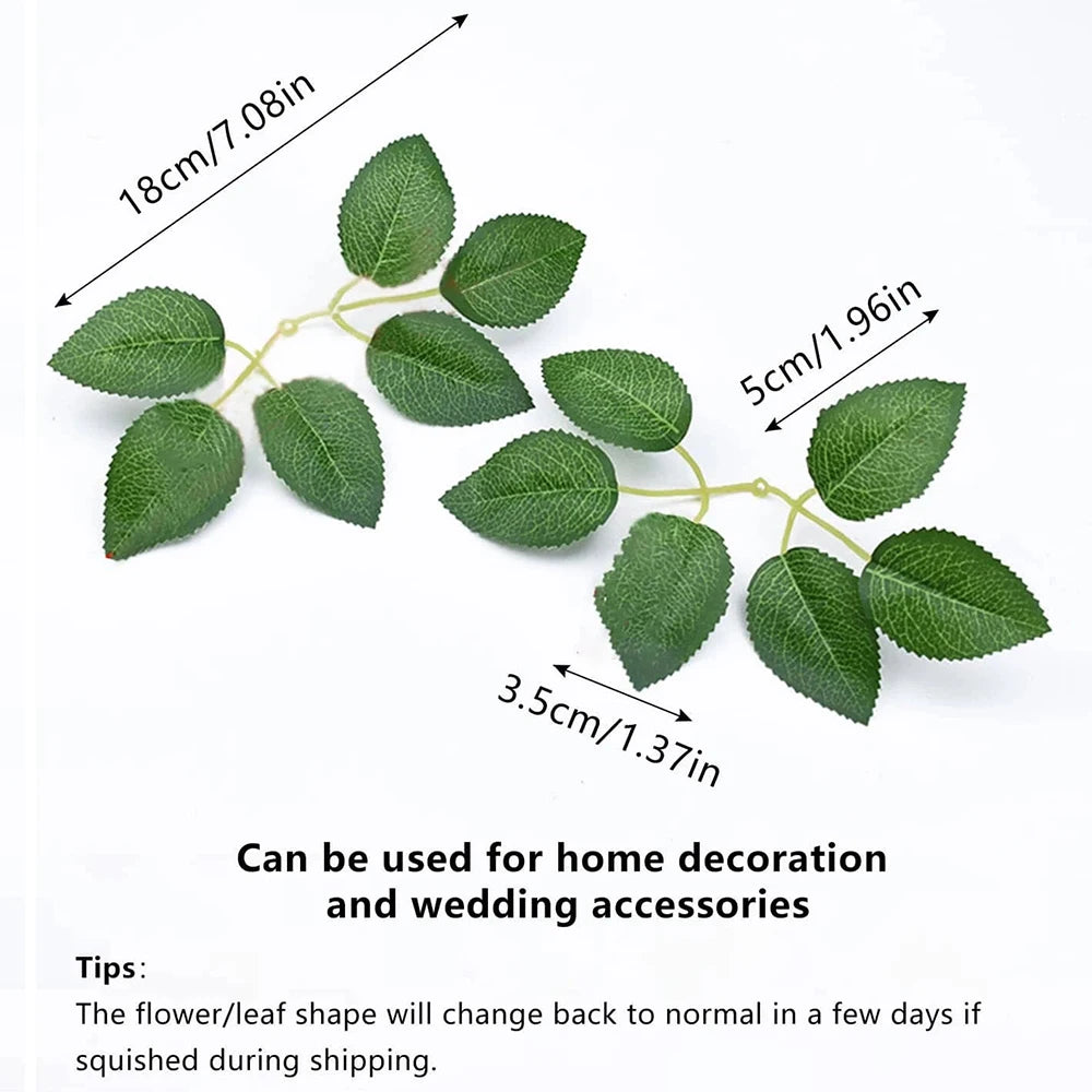 10/15/20/25/30/50/80/100Pcs Artificial Rose Leaves Fake Leaves for Roses Decorations Faux Silk Green Leaves for Wedding Bouquets Zpaxo J24012067-W 10Pcs