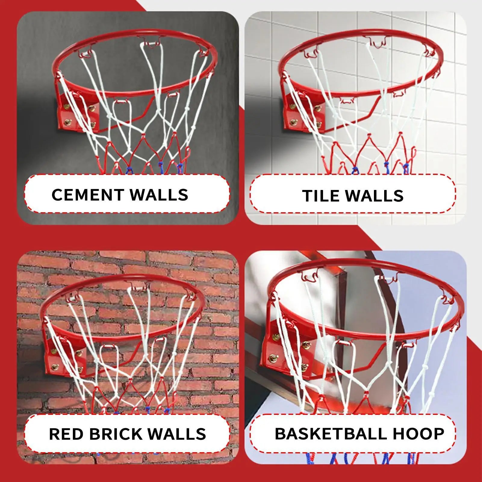 Basketball Hoop Wall Mounted Sports Ball Net Goal Replacement Mini