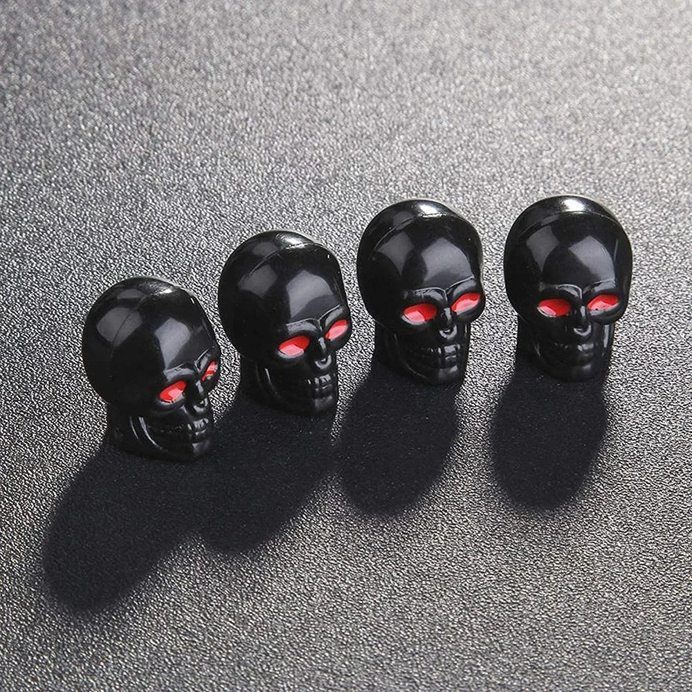 Skull Tire Valve Stem Caps – 4-Pack ABS for Cars & Bikes