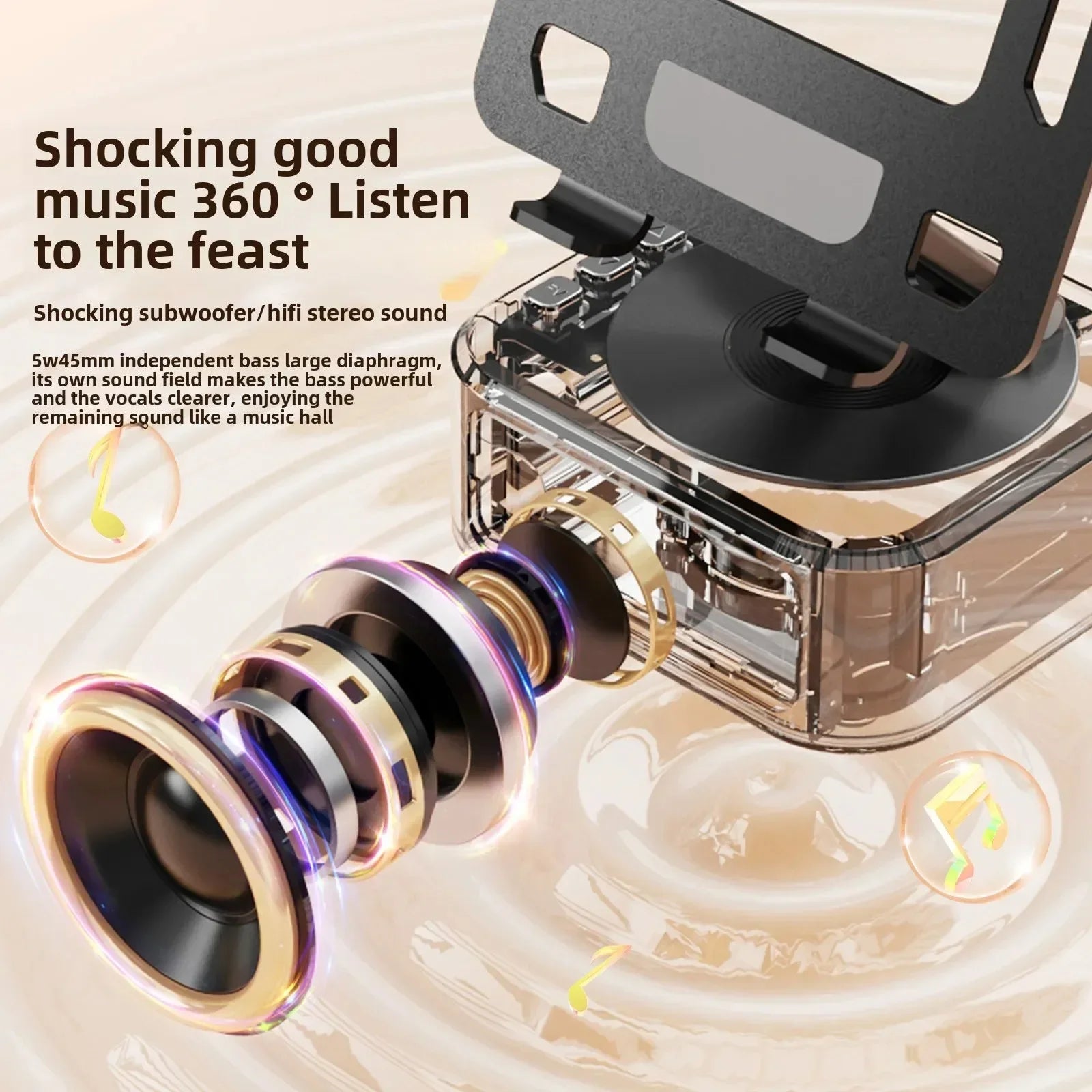 3-in-1 Bluetooth 5 3 Speaker Tablet Holder Foldable Wireless Support