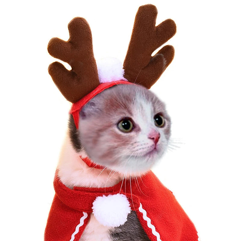 Cute Winter Pet Cloak Dog Cat Christmas Clothes Warm Puppy Santa Red