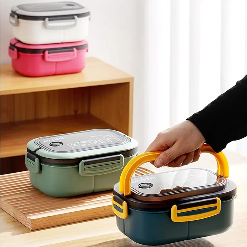 Portable Sealed Lunch Box 2 Layer Mesh Kids Leak Proof Bento Snack