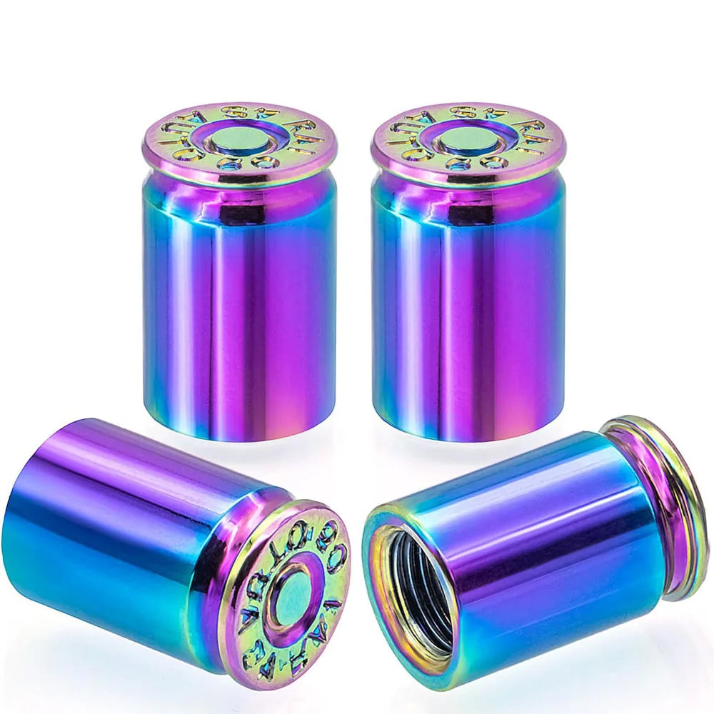 Bullet Shell Aluminum Tire Valve Stem Caps – 4-Pack for All Vehicles