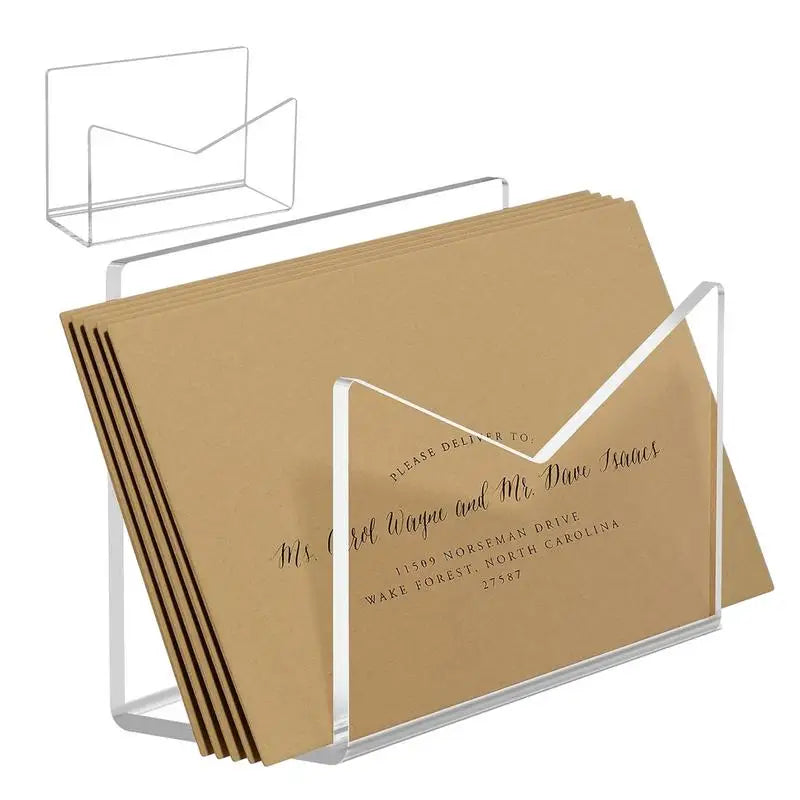 Acrylic Mail Holder Organizer Countertop Letter Desk Envelope Sorter