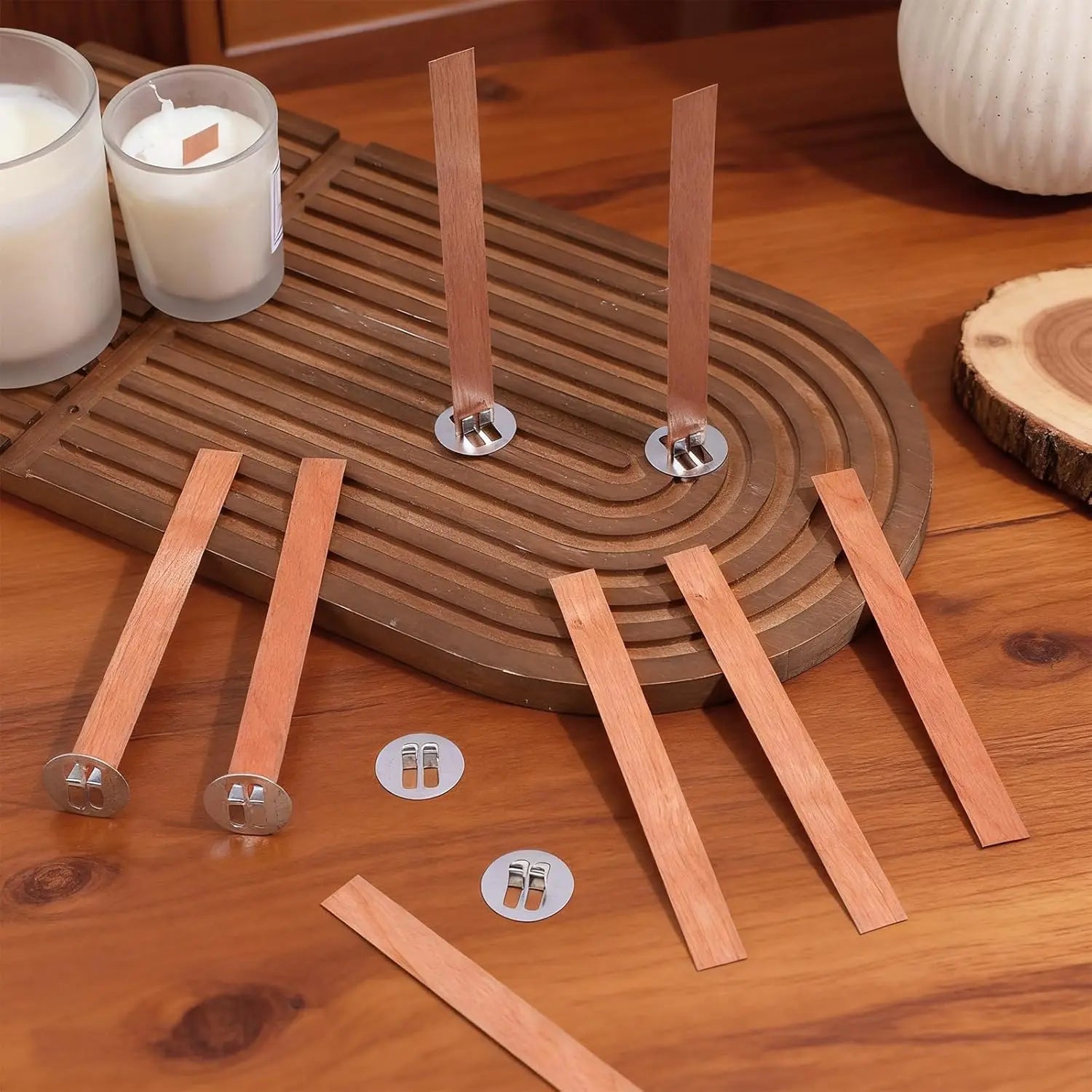 60-Pack Smokeless Wood Wicks with Metal Base – Candle Making Candle Making Wicks Zpaxo