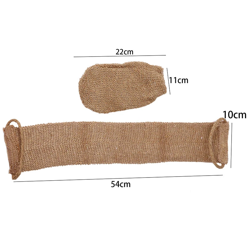 Hemp & Jute Exfoliating Back Scrubber Set with Gloves Exfoliating Bath Scrubber Zpaxo