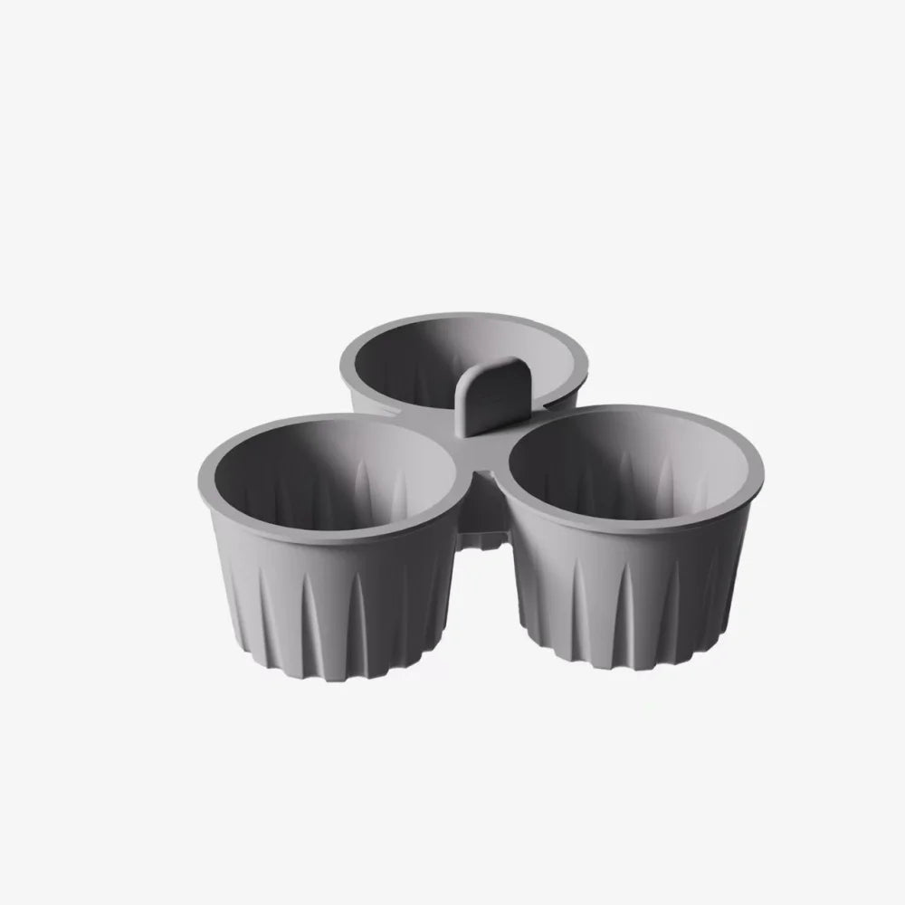 Silicone Air Fryer Egg Mold Easy Clean 3 Grids Cooking Bowl Durable Zpaxo grey