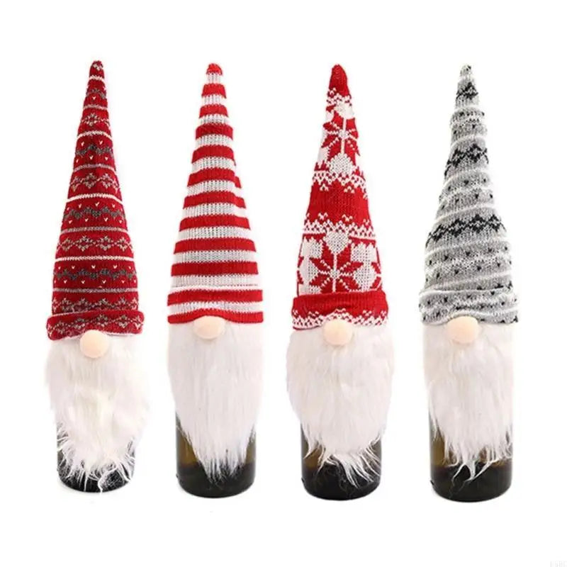 Christmas Themed Knitted Bottle Toppers Santa Design User Fabric