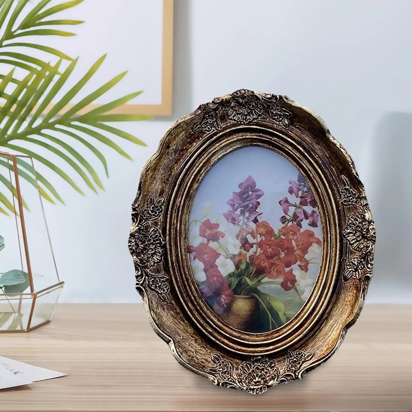 Vintage Oval Resin Photo Frame – European Baroque Style Vintage Picture Frame Zpaxo