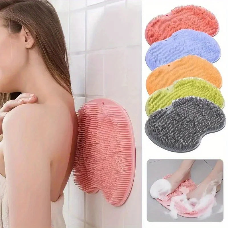 Silicone Bath Massage Pad Wall Mounted Back Scrubber Foot Massager