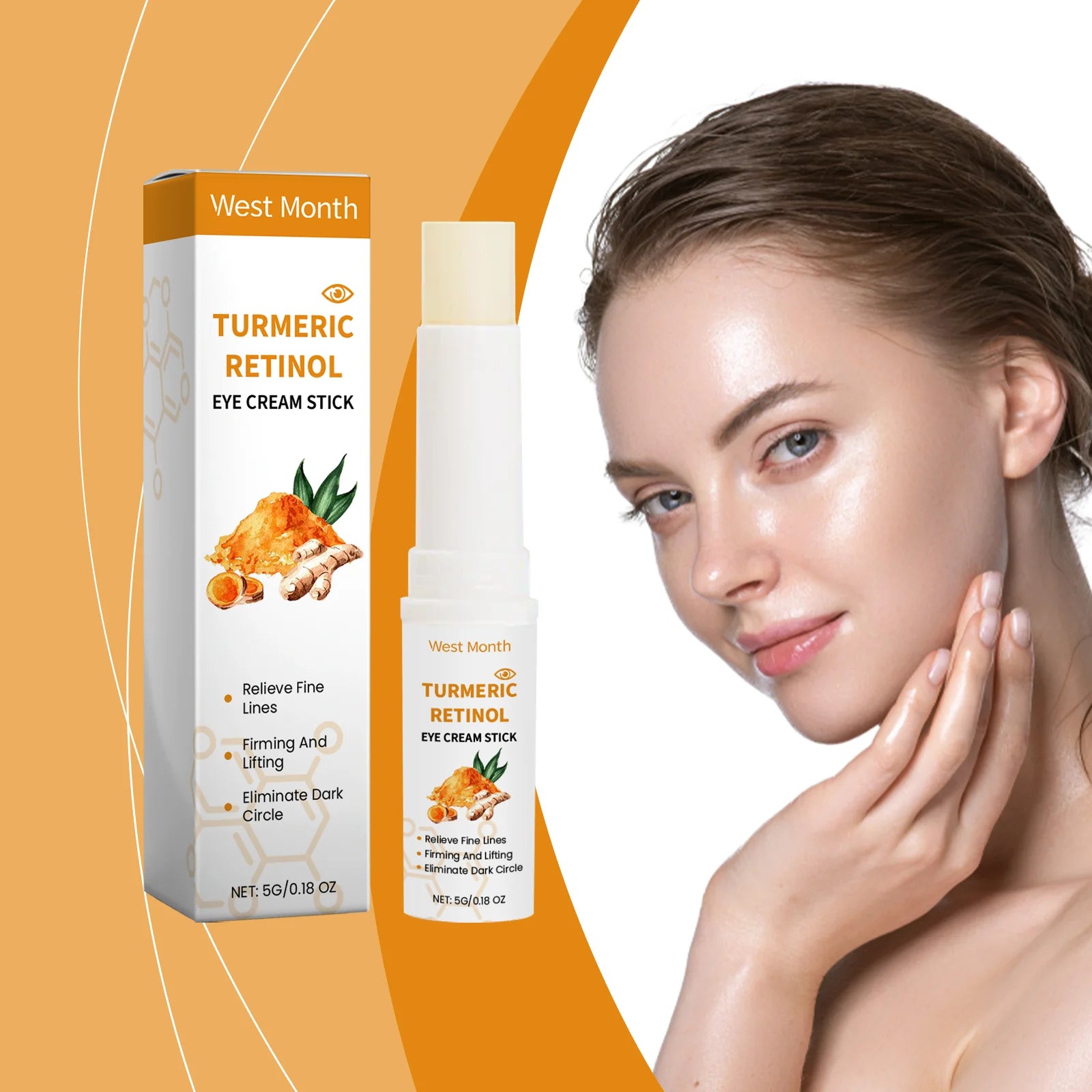Turmeric Retinol Eye Cream Stick Remove Dark Circles Fade Fine Lines Anti Eye Bags Puffiness Lift Firming Brightening Eye Care Zpaxo
