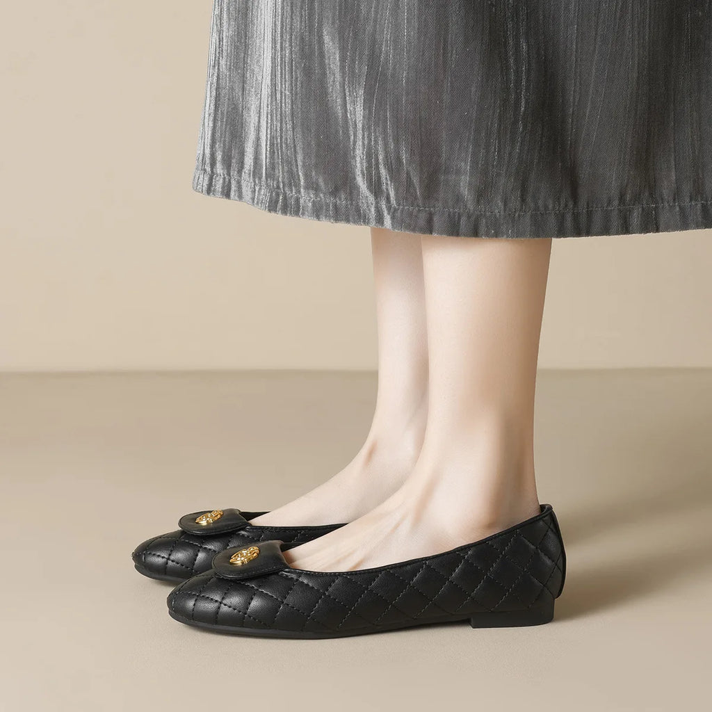 Flat Shoes Women 2025 Spring and Autumn Women Round Toe Black Shallow Mouth Flat Shoes Plus Size Women's Shoes Loafers Ladies Zpaxo