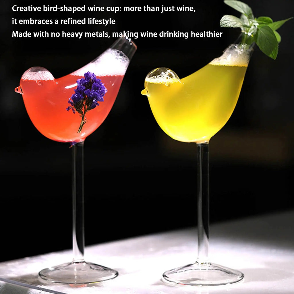 Cocktail Glasses 4-Piece Funny Bird Bar Decor Clear Drinking