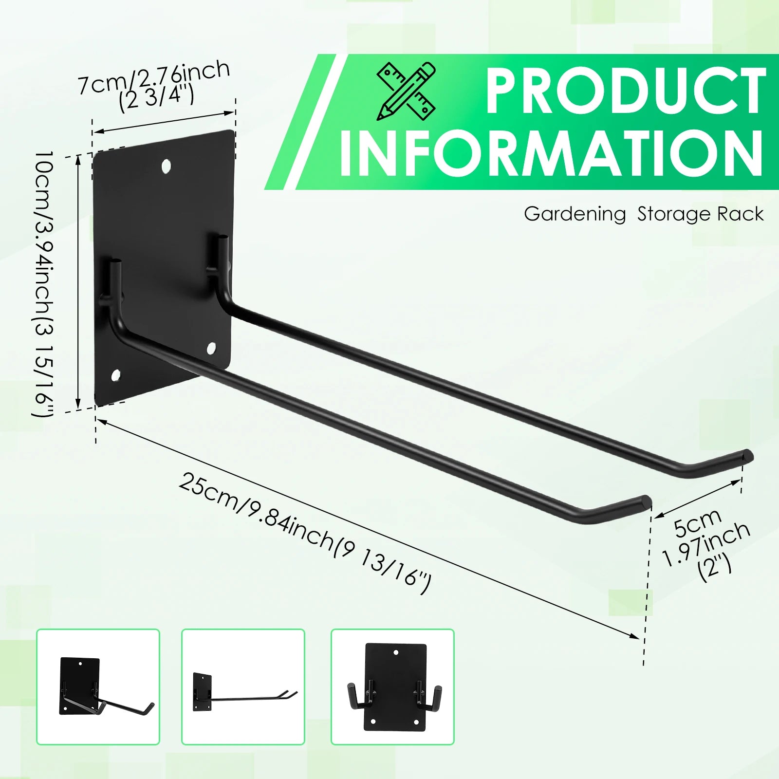Garden Tool Organizer Wall Mounted Heavy Duty Garage Storage Rack Shovel Rake Holder Space Saving Rustproof Black Iron Hanger Zpaxo 1pc