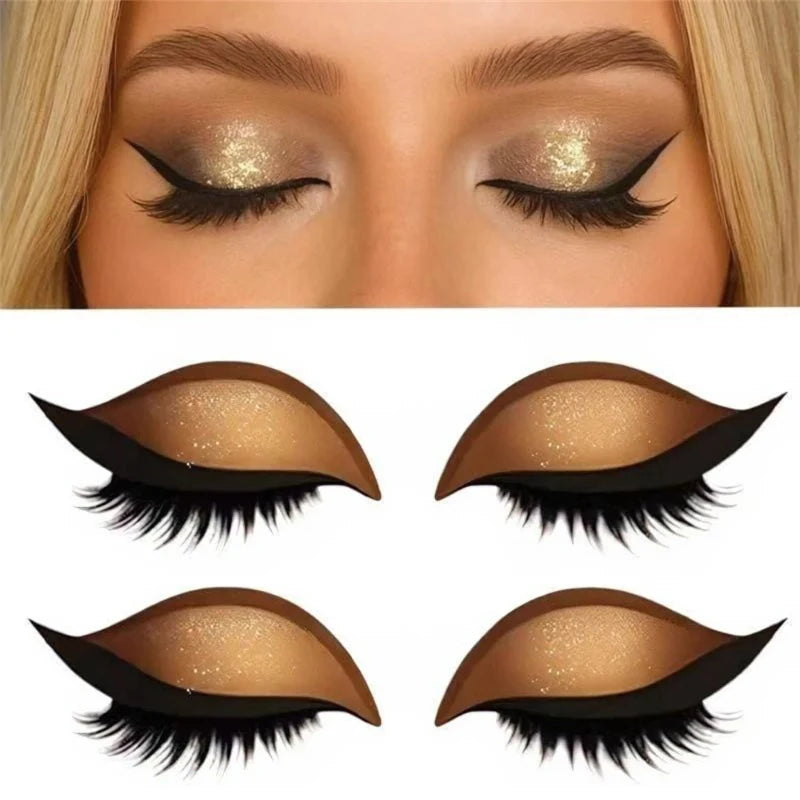 1/2 Pair Reusable Lazy Eye Shadow Eyelash Patch 2-In-1 Eyes Makeup Sticker With False Lashes &Eyeshadow Waterproof Cosmetic Tool Zpaxo 2Pairs Glod