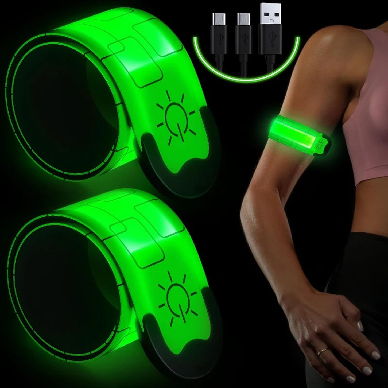 USB Rechargeable Arm Strap Wearable Luminous Wrist Visibility