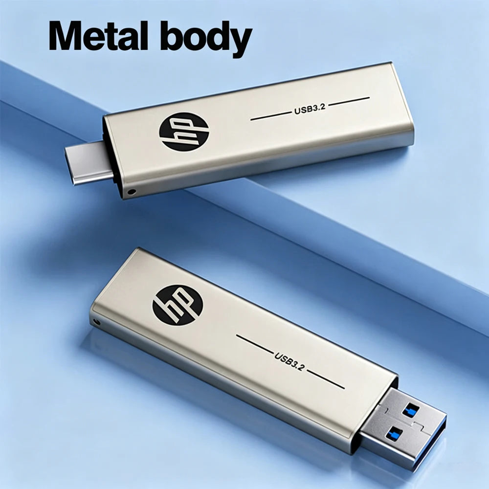 HP Metal USB 3.2 Flash Drive 2 in 1 Retractable Type-C OTG Pendrive 64GB 128GB 256GB for Computer Phone Zpaxo