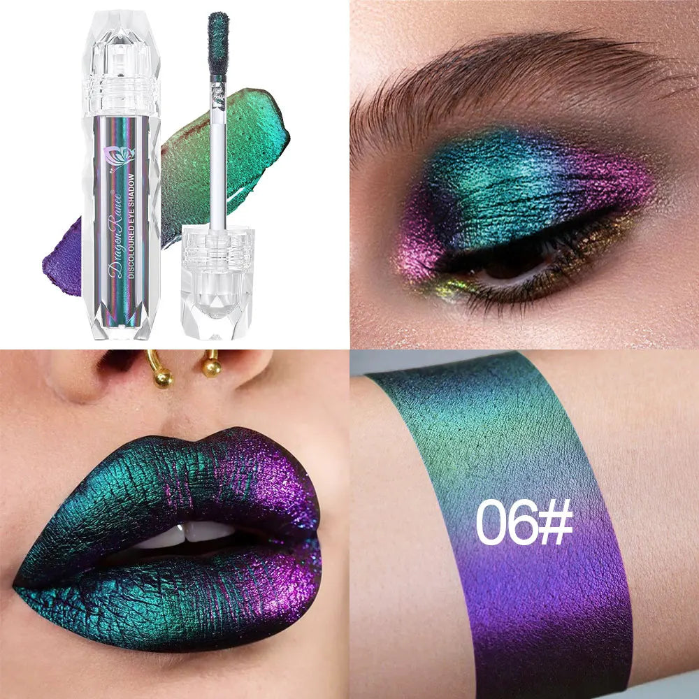 Chameleon Metal Lip Gloss Liquid Lipstick Brightening Long-Lasting Lip Gloss Multi-Color Long-Lasting Moisturizing Non-Stick Cup Zpaxo 06Dr9006