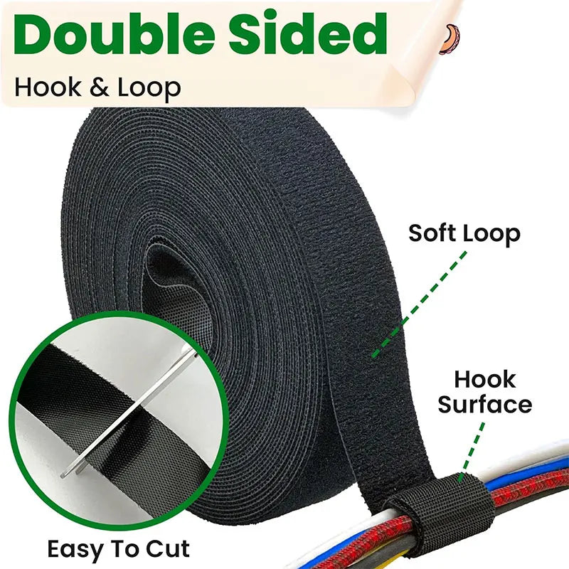 5Meter Reusable Fastening Tape Cable Ties Wrap Double Sided Zpaxo