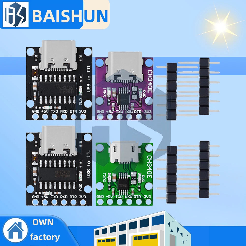 1PC Pro Mini CH340N SOP8 USB-to-TTL Serial Converter Module – Compatible with CH340G/E/C & for Arduino Zpaxo