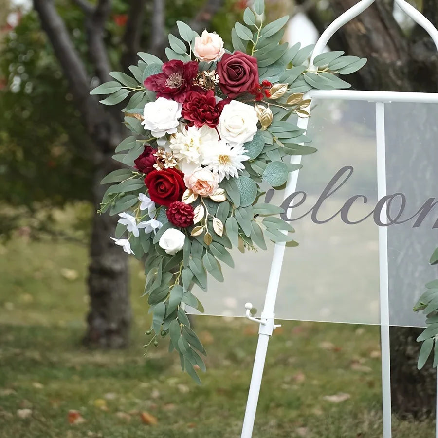 Artificial Flower Wedding Arch Decorations Welcome Sign Bohemian