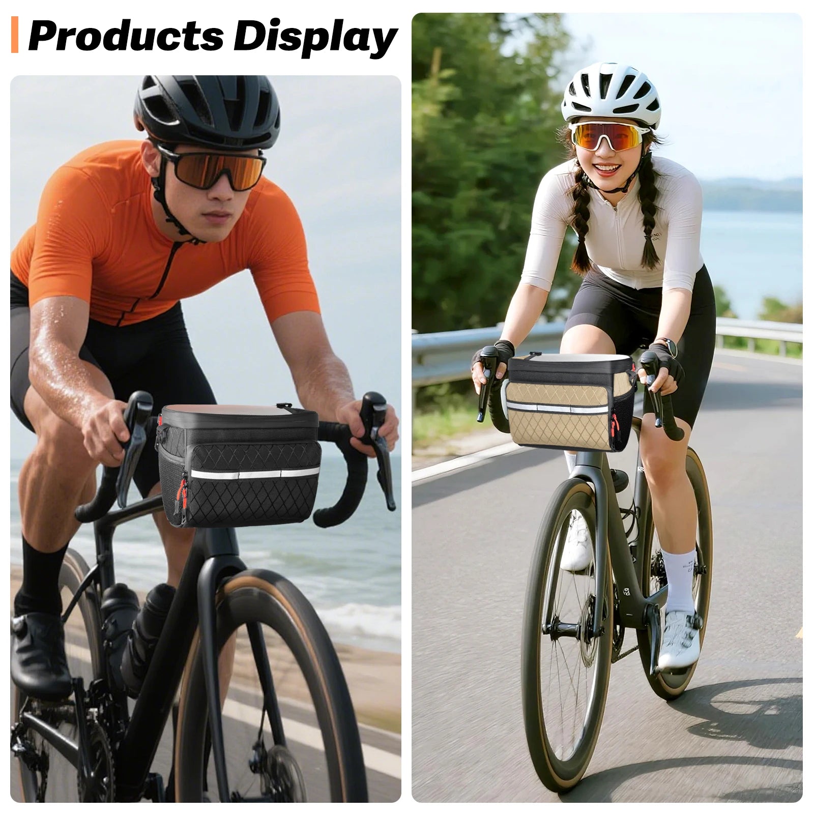 New6L Bicycle Front Bag Multifunctional Large Capacity Insulated Touchscreen Bicycle Basket Outdoor Multi-Pocket Bike Accessorie Zpaxo