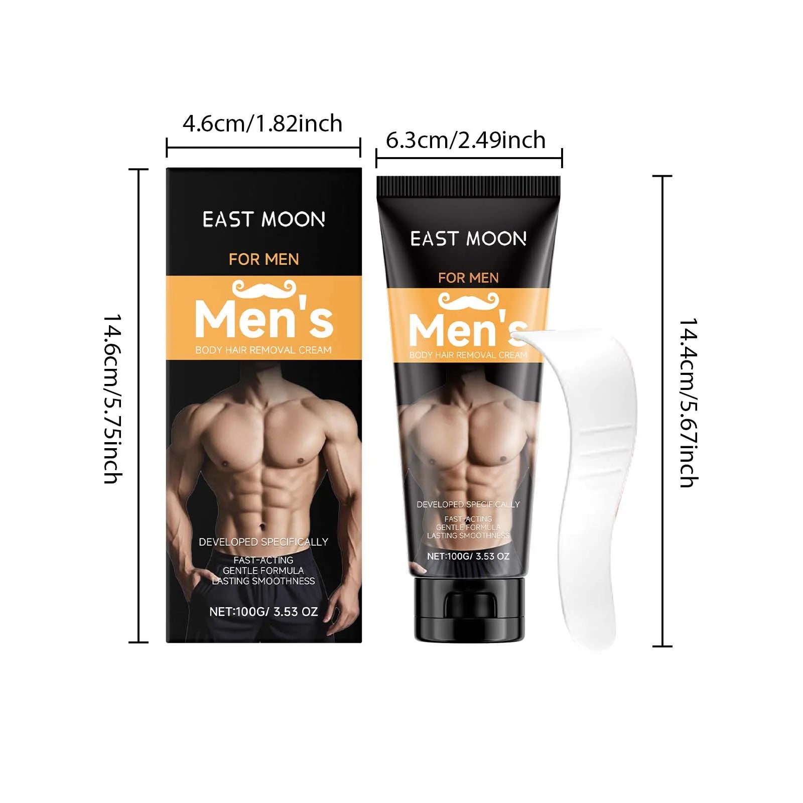 Men's Hair Removal Cream with Scraper Gently Painless Soothing Fast Acting Depilatory for Body Chest Back Legs Underarms Zpaxo 100g Boxed