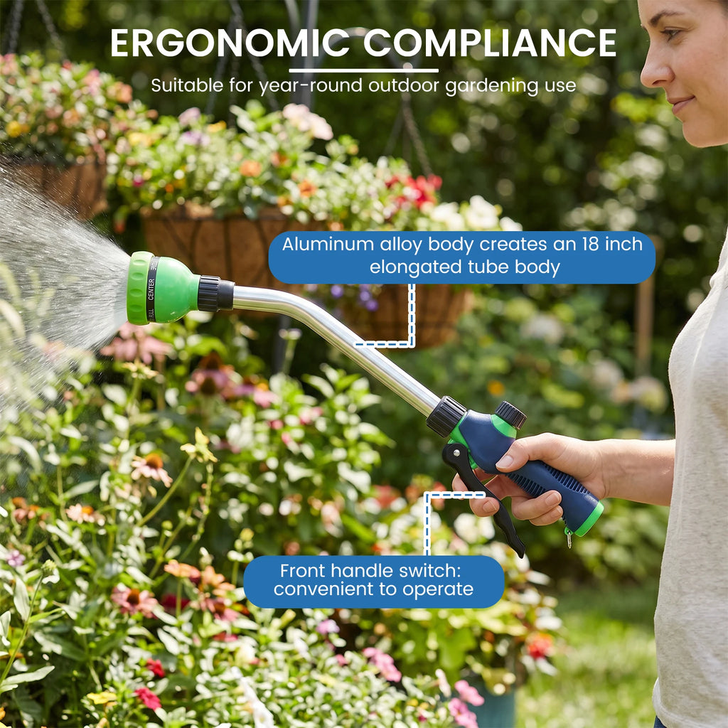 Watering Wand Garden Hose Spray Nozzle 8 Pattern Long Wand Sprayer High Pressure Flow Control Watering Gun for Yard Patio Cleani Zpaxo