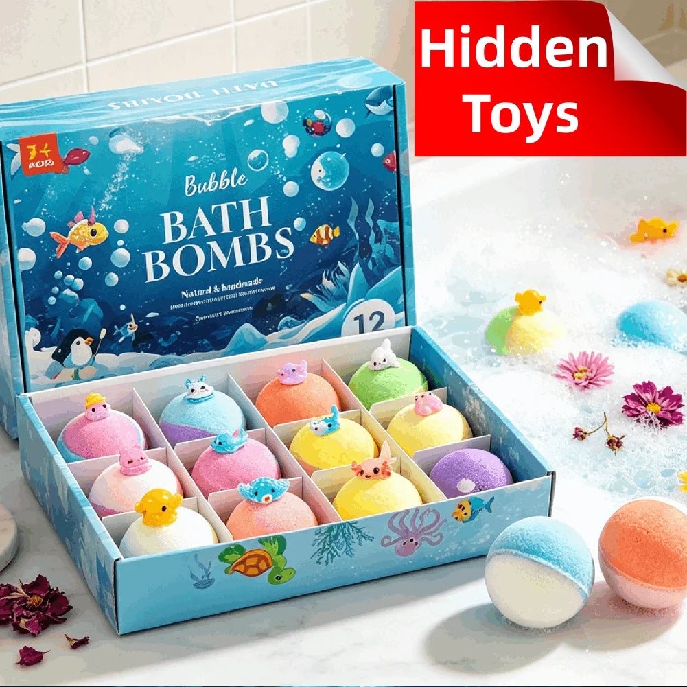12-Piece Bath Bomb Set with Surprise Toys | Natural Bubbles & Scent Bath Bomb Gift Set Zpaxo