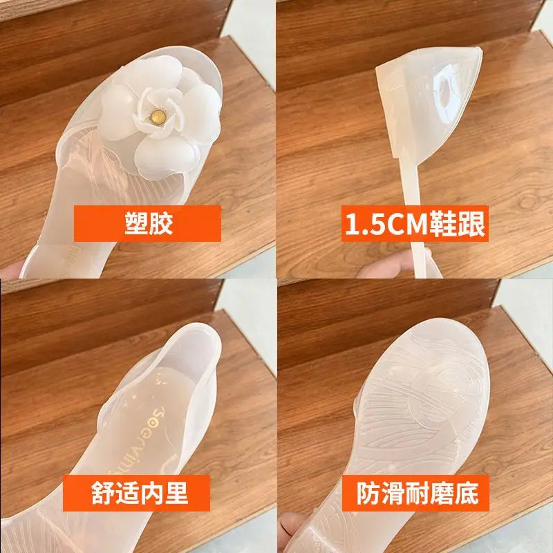 2023 summer new Baotou flat sandals women's summer pointed buckle plastic shoes one line beach shoes Korean version Zpaxo