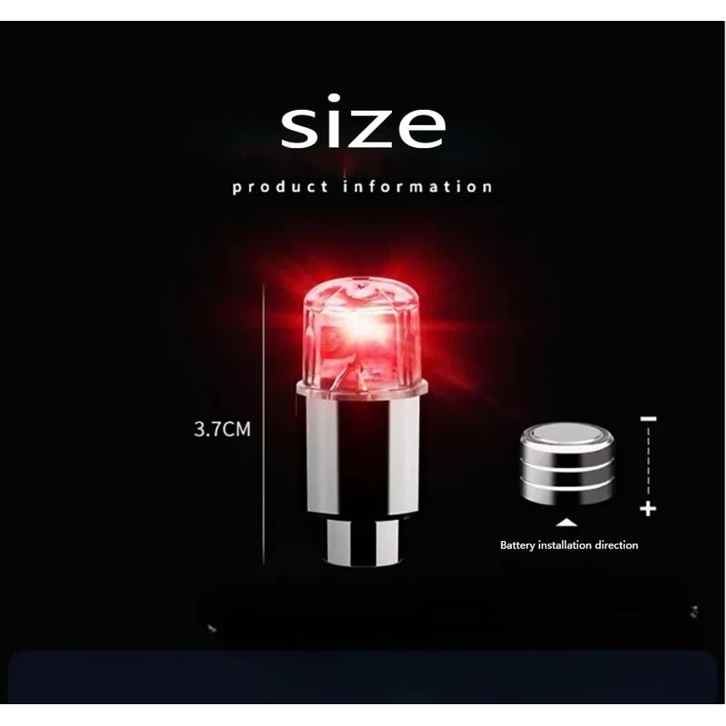 LED Tire Valve Cap Lights – Car, Bike & Motorcycle (2/4/8 Pk)