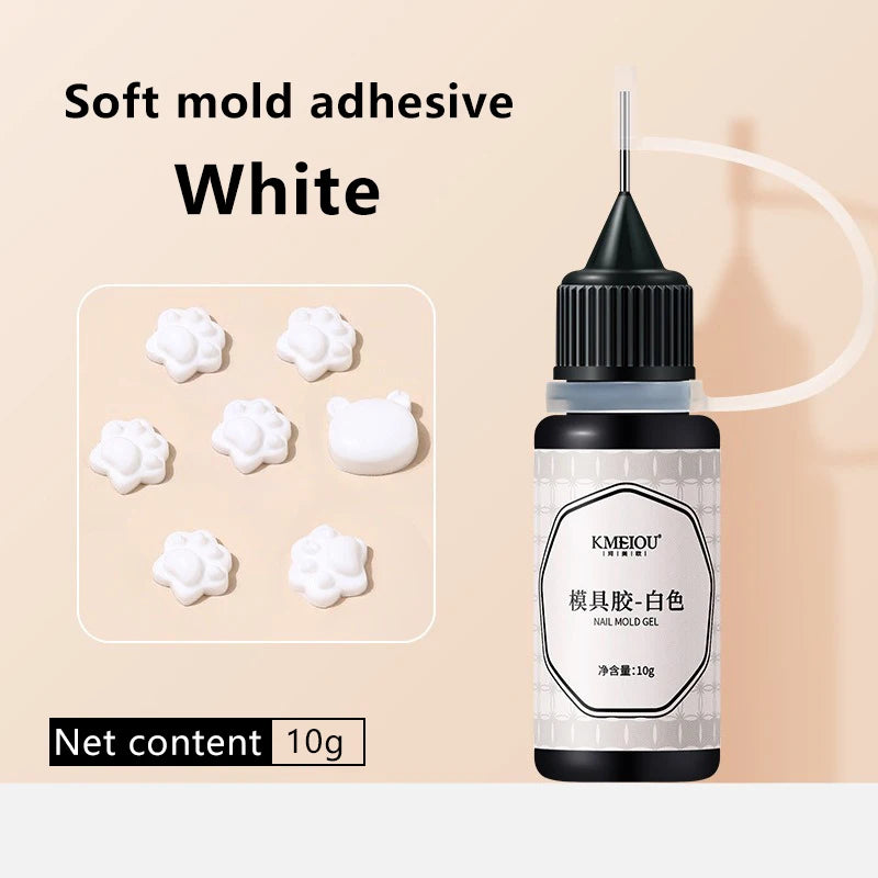 Carved Gel Nail Mold UV Crystal Glue 3D Acrylic Tool Art DIY Silicone Zpaxo White-Soft Glue