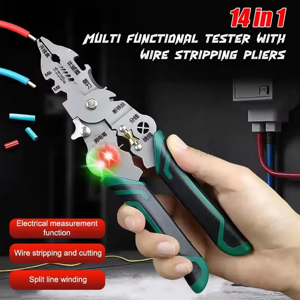 14-in-1 Electrician Pliers – Wire Stripper, Cutter & Tester Electrician Hand Tool Zpaxo