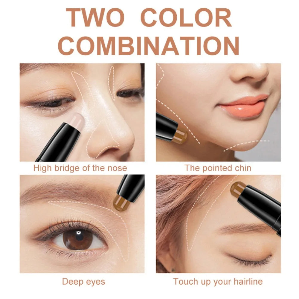 V Face Contouring Stick with Double-headed Concealer Highlighter for Three-dimensional High Nose Bridge Shadow 2 In 1 Cosmetics Zpaxo