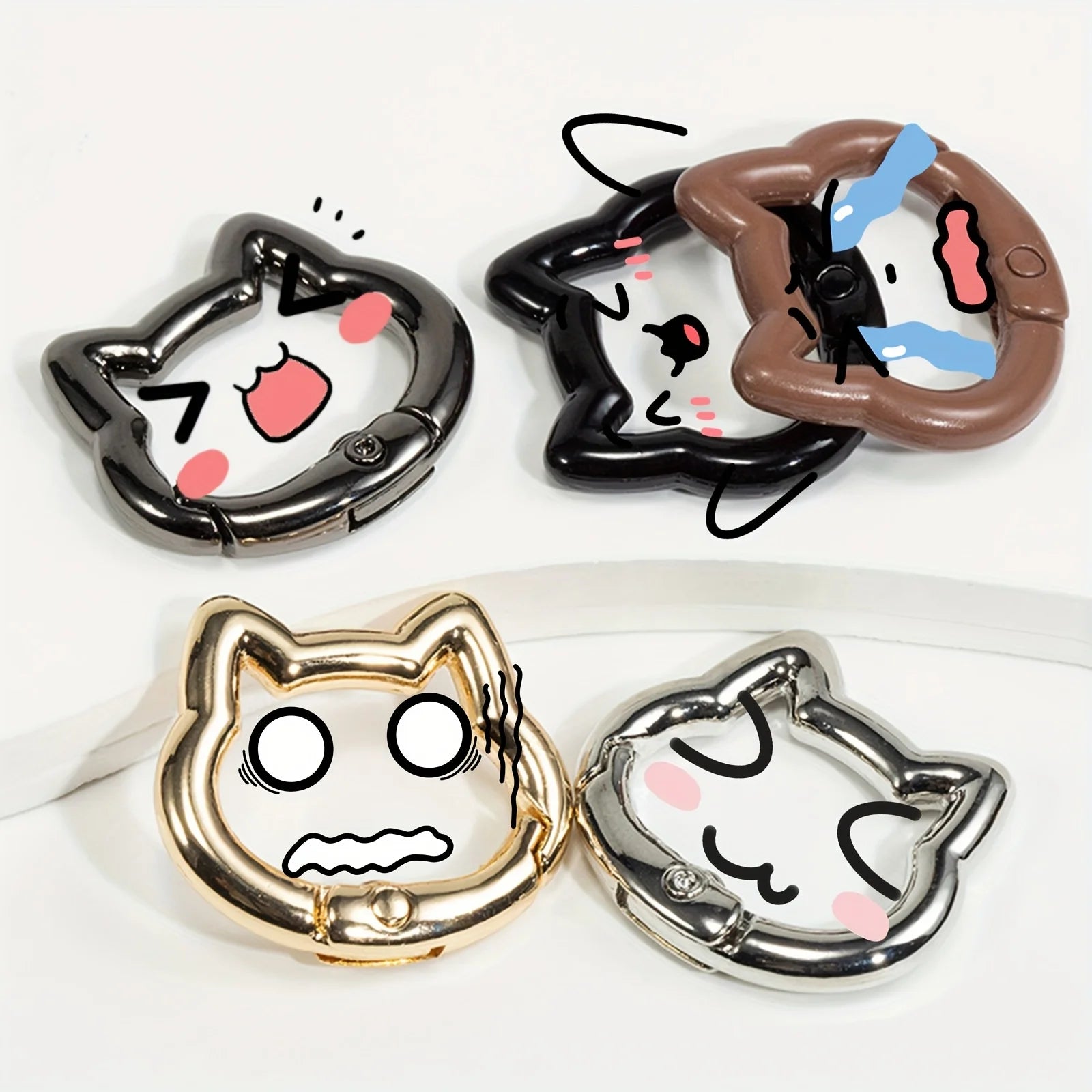 6 Pieces Durable Mixed Color Aluminum Kitten Climbing Buckle Carabiner, Metallic and Macaron Color, Spring Spring Hook Keychain Zpaxo