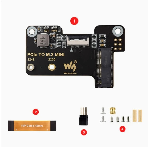 Raspberry Pi 5 PCIe M 2 MINI SSD 2230 2242 Supports Gen2 Gen3 Zpaxo PCIe-TO-M.2-MINI