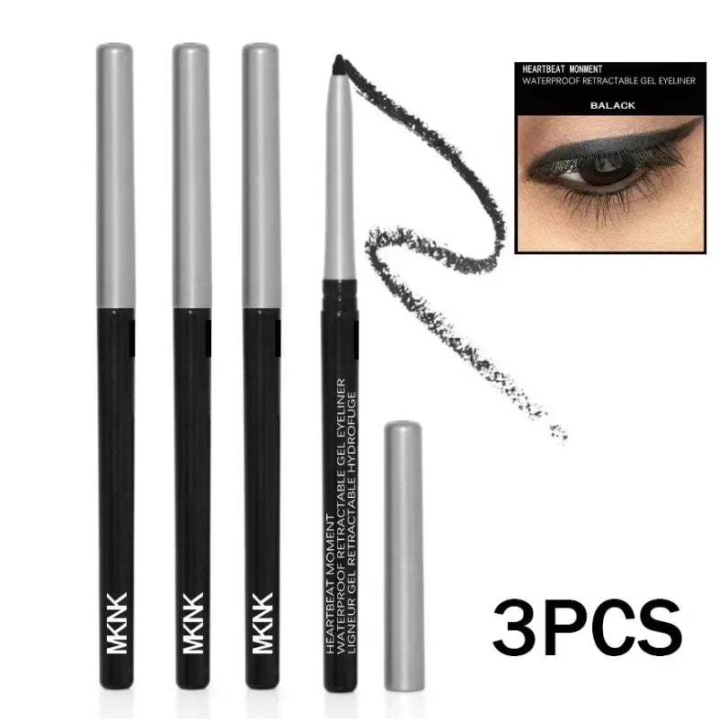Waterproof Black Eyeliner Pencil Smooth Smudge-proof Long-lasting Zpaxo Black-3pcs