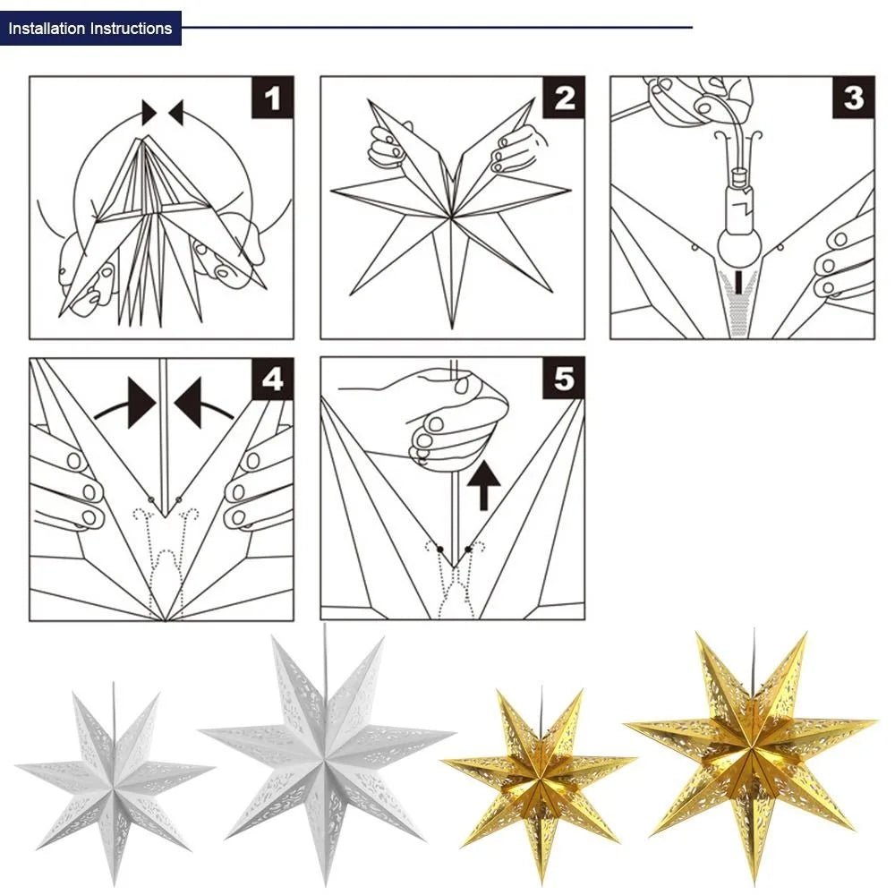 45cm Hollow Star Paper Christmas Lantern Hanging Light Cover Christmas Lantern Shade Zpaxo