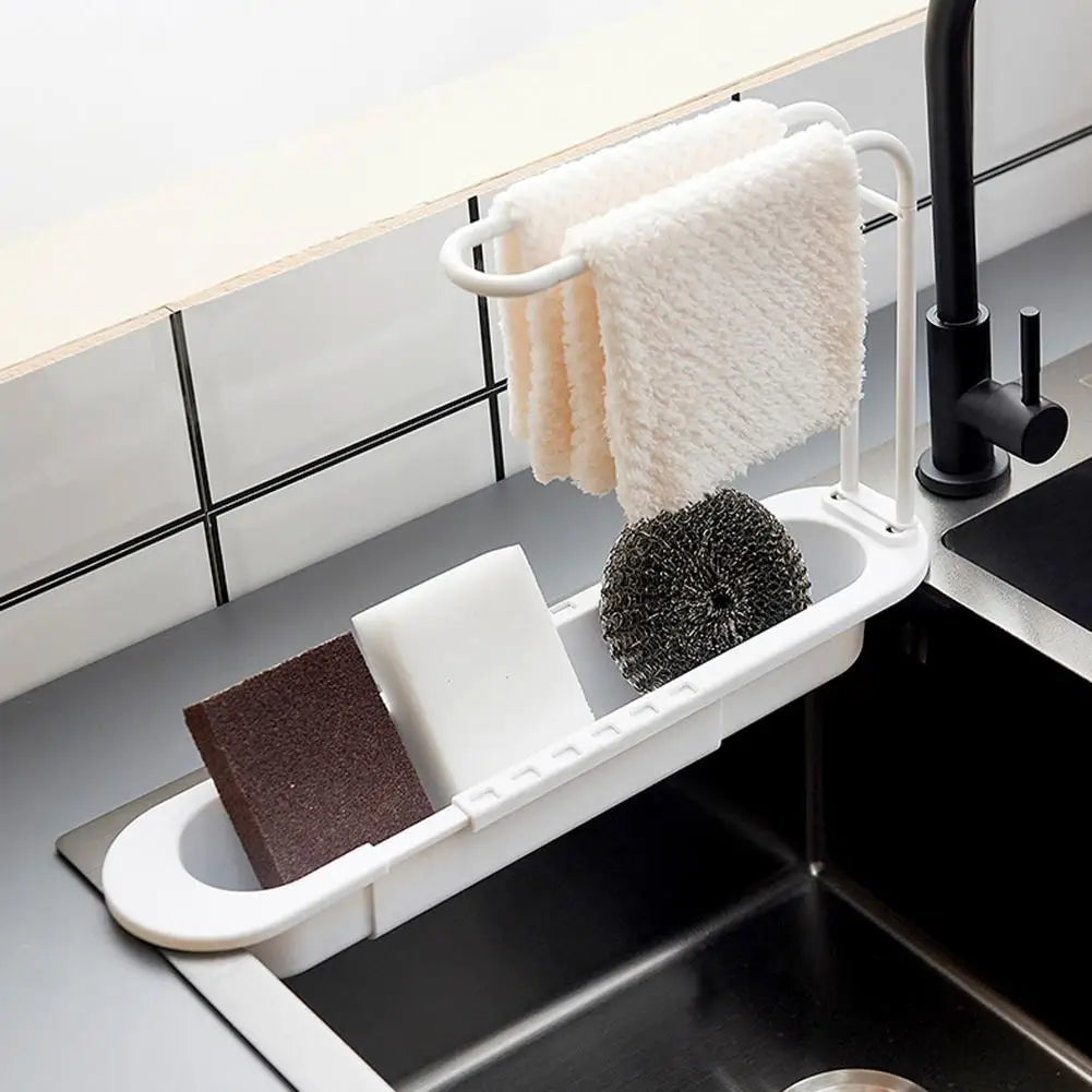 Telescopic Soap Sponge Drain Rack Adjustable Drainer Sink Tray