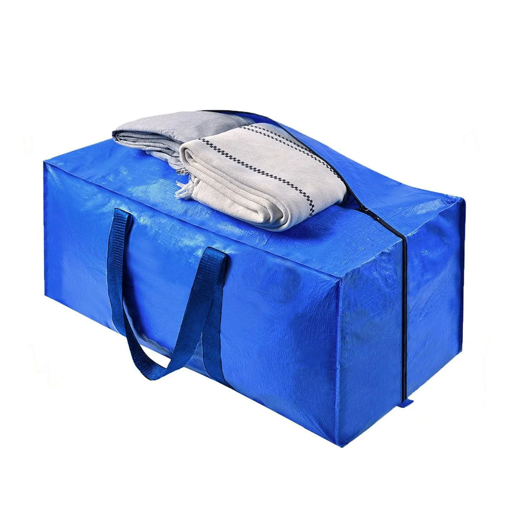 95L Large Capacity Foldable Storage Moving Bag Bluezip-up Hand Woven Packaging Bag Customizable Oval Shape Home Goods Zpaxo
