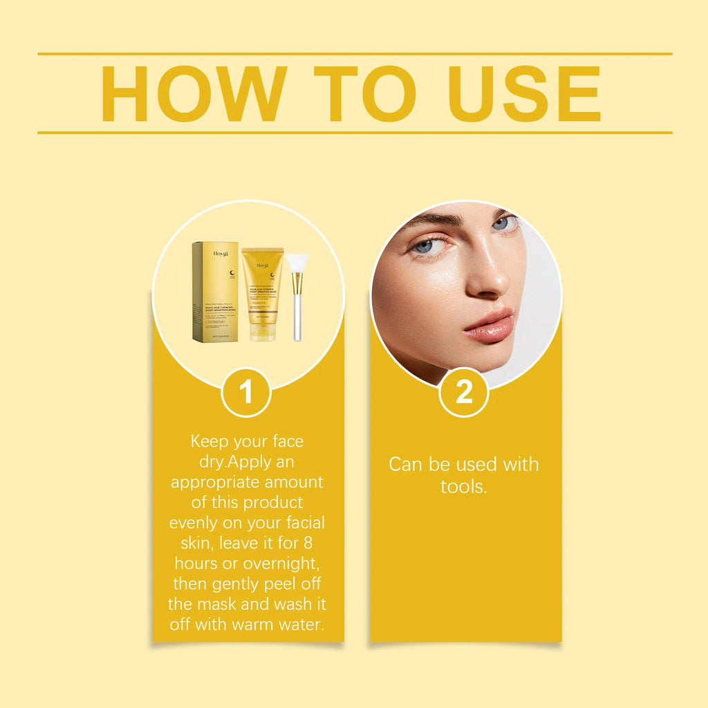 Hoygi Turmeric Collagen Peel Off Face Mask for Deep Cleansing Tightening Skin Hydration Softens Texture with Applicator Tool 75g Zpaxo
