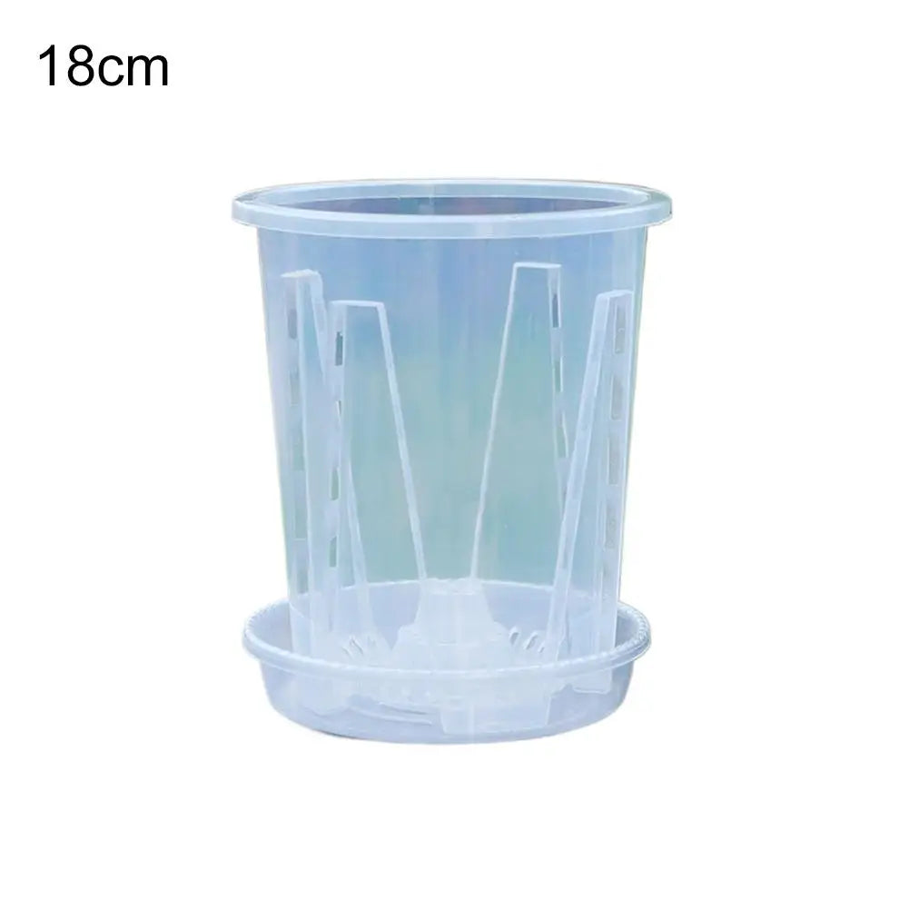 Clear Orchid Planter PP Plastic Pot | Air Holes & Drainage Orchid Planter Pot Zpaxo 18CM