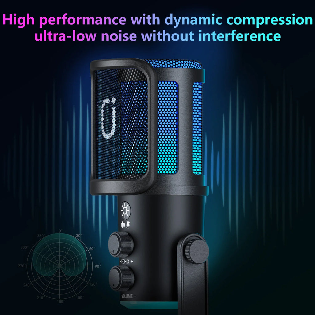 USB XLR Dynamic Microphone Podcast Recording Computer Gaming